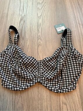Panache Swim Olivia Full Cup Bikini Top Black Gingham New With Tags 32N